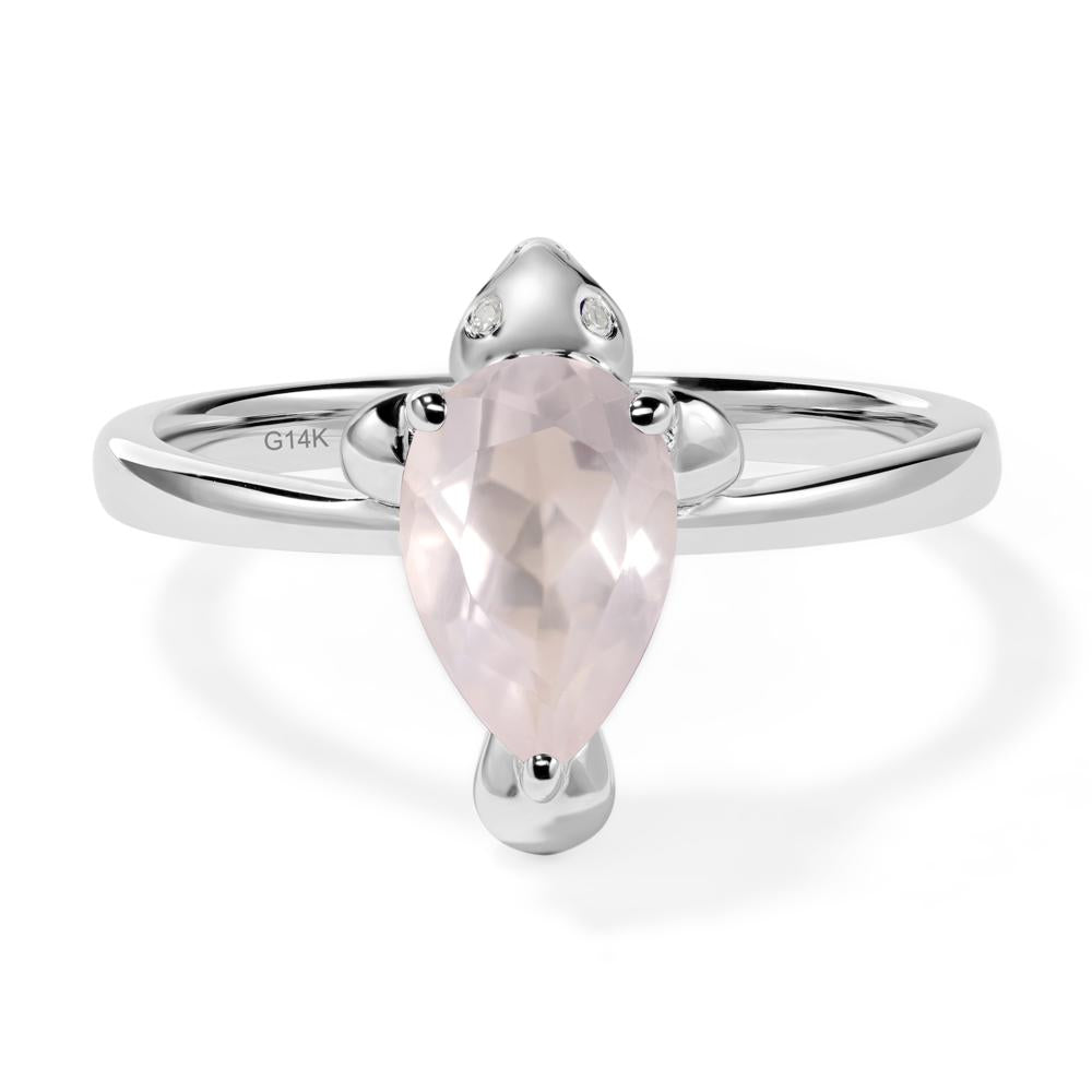 Pear Shaped Rose Quartz Sea Lion Ring - LUO Jewelry #metal_14k white gold