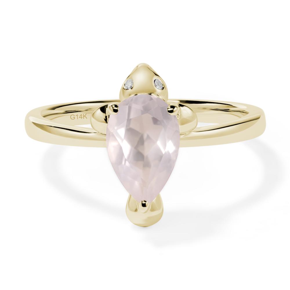 Pear Shaped Rose Quartz Sea Lion Ring - LUO Jewelry #metal_14k yellow gold