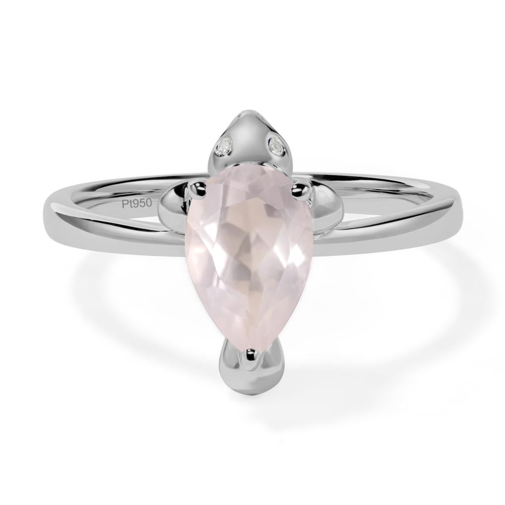 Pear Shaped Rose Quartz Sea Lion Ring - LUO Jewelry #metal_platinum