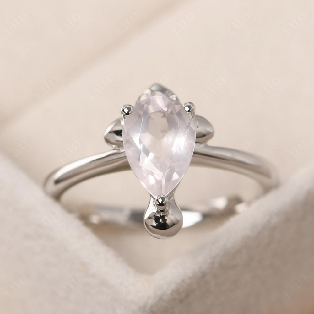 Seal Style Shaped Rose Quartz Engagement Ring - LUO Jewelry