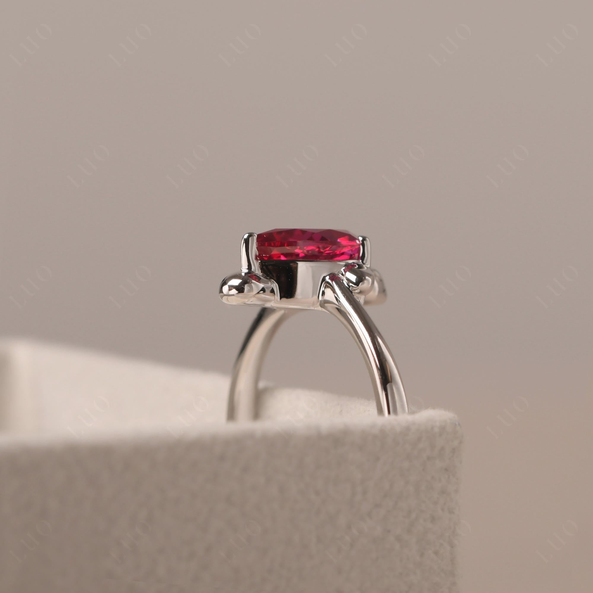 Pear Shaped Lab Created Ruby Sea Lion Ring - LUO Jewelry