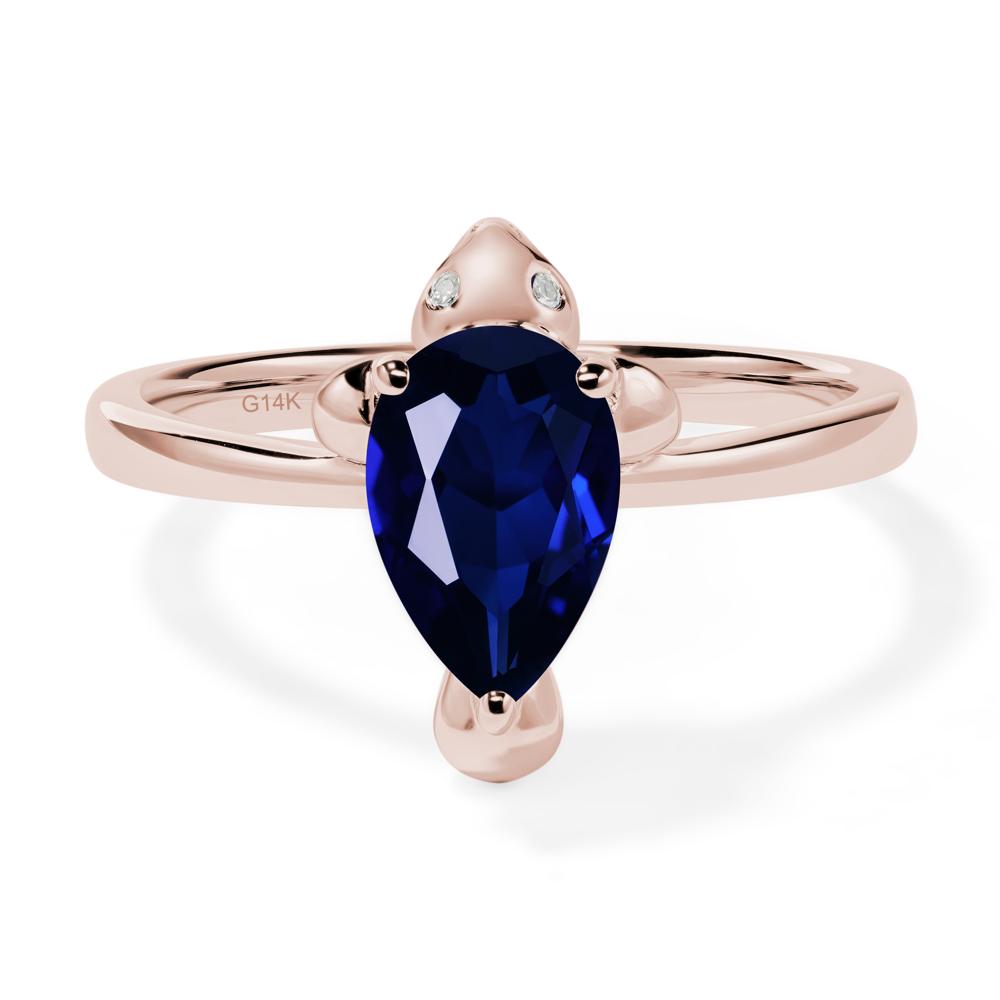 Pear Shaped Lab Grown Sapphire Sea Lion Ring - LUO Jewelry #metal_14k rose gold