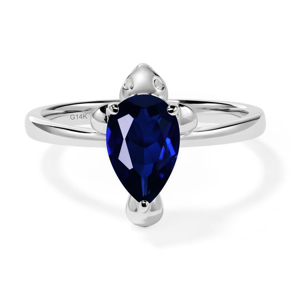 Pear Shaped Lab Grown Sapphire Sea Lion Ring - LUO Jewelry #metal_14k white gold