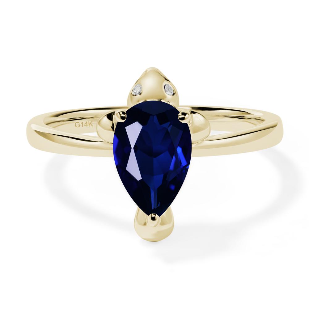 Pear Shaped Lab Grown Sapphire Sea Lion Ring - LUO Jewelry #metal_14k yellow gold