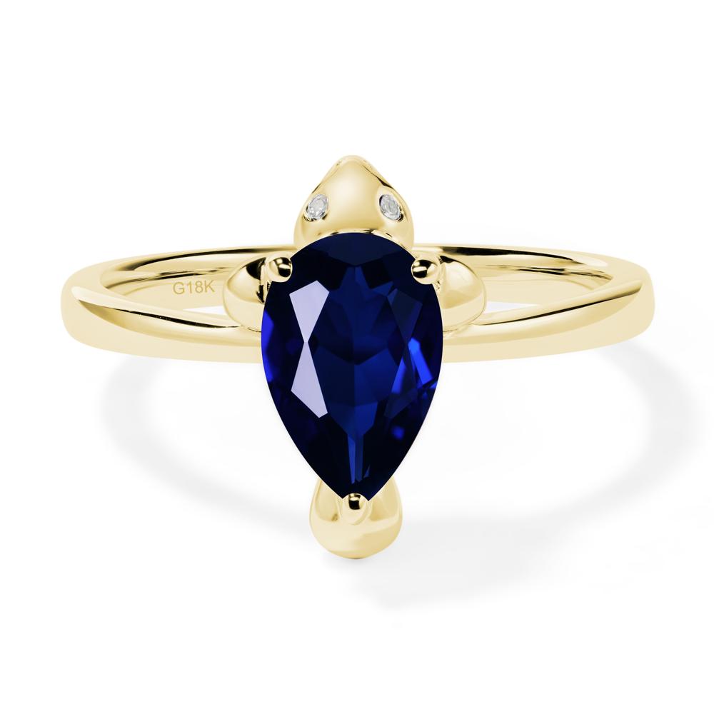 Pear Shaped Lab Grown Sapphire Sea Lion Ring - LUO Jewelry #metal_18k yellow gold