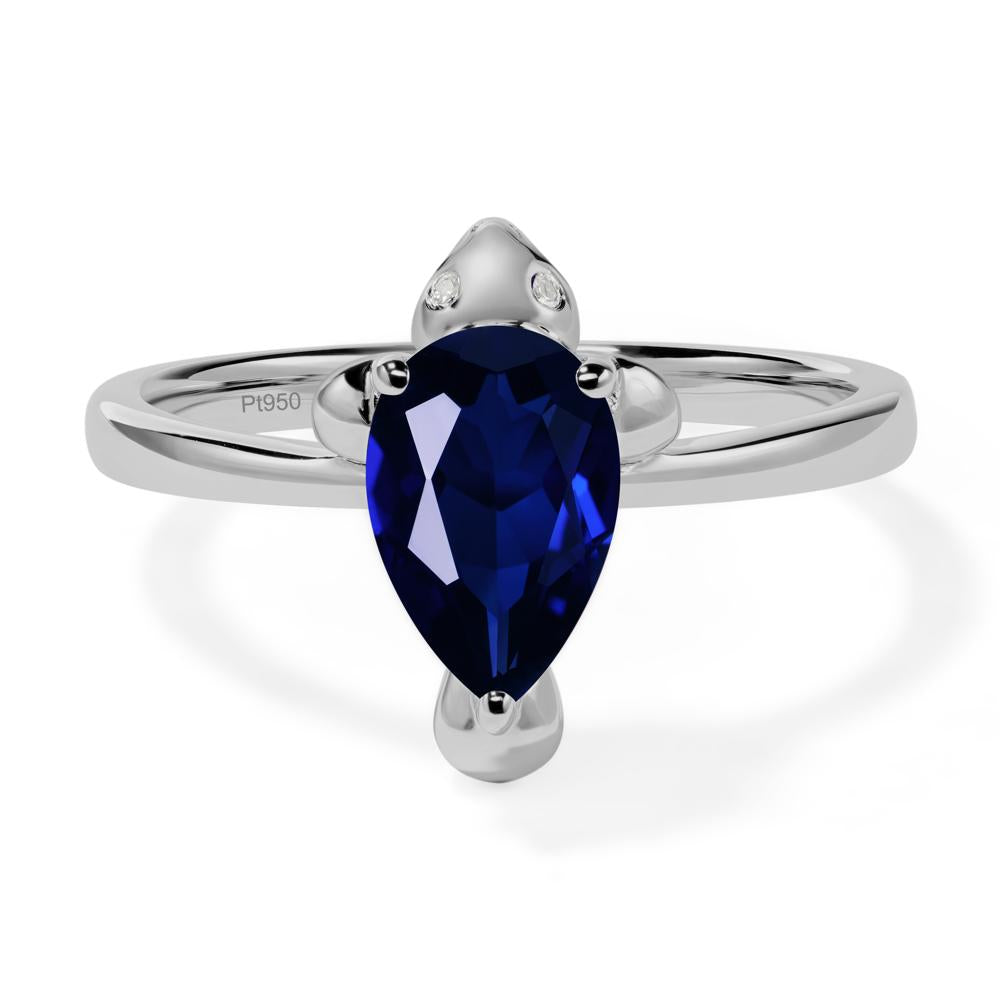 Pear Shaped Lab Grown Sapphire Sea Lion Ring - LUO Jewelry #metal_platinum