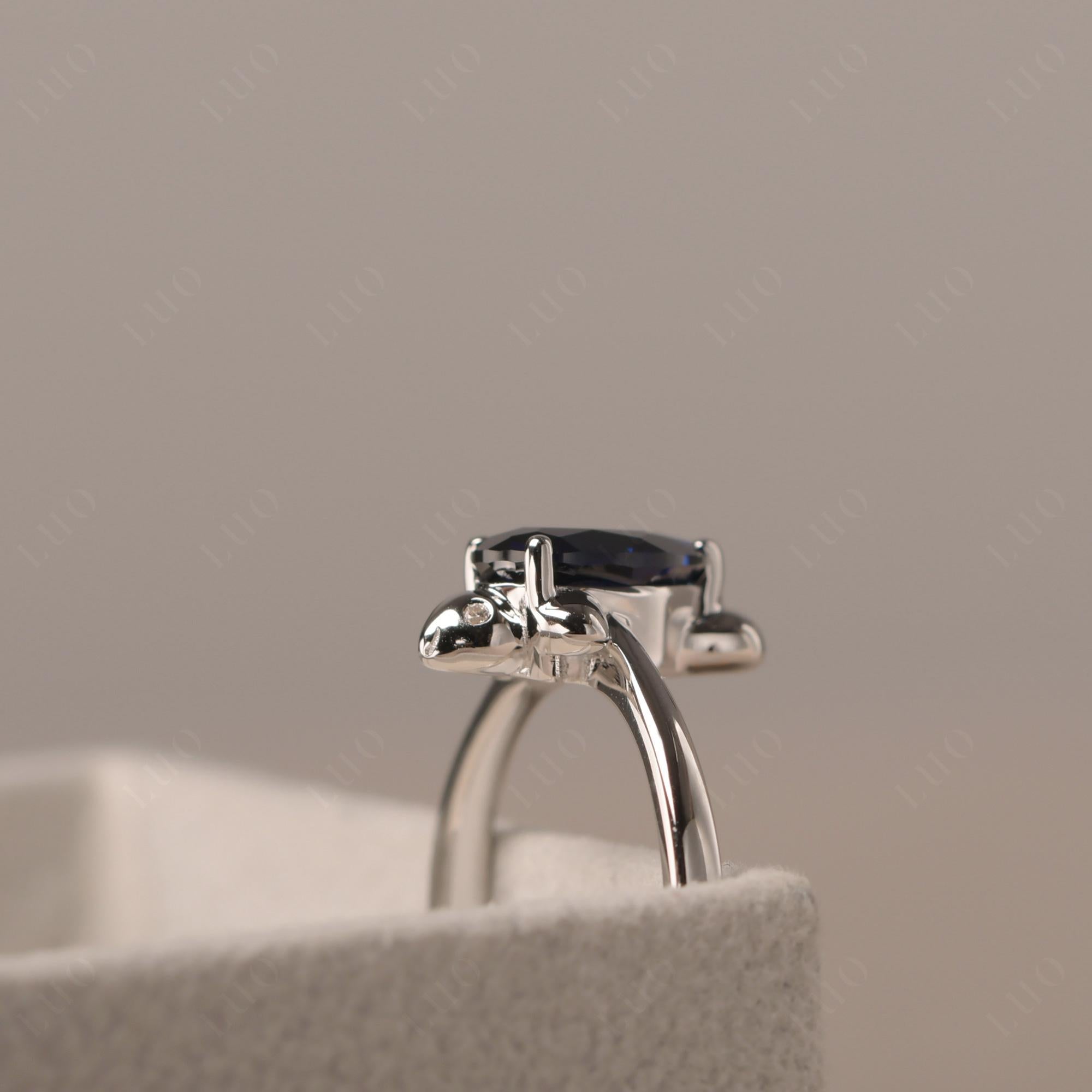 Pear Shaped Lab Grown Sapphire Sea Lion Ring - LUO Jewelry