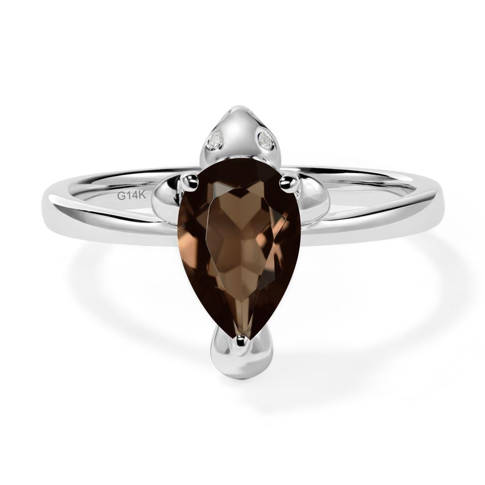 Pear Shaped Smoky Quartz Sea Lion Ring - LUO Jewelry #metal_14k white gold