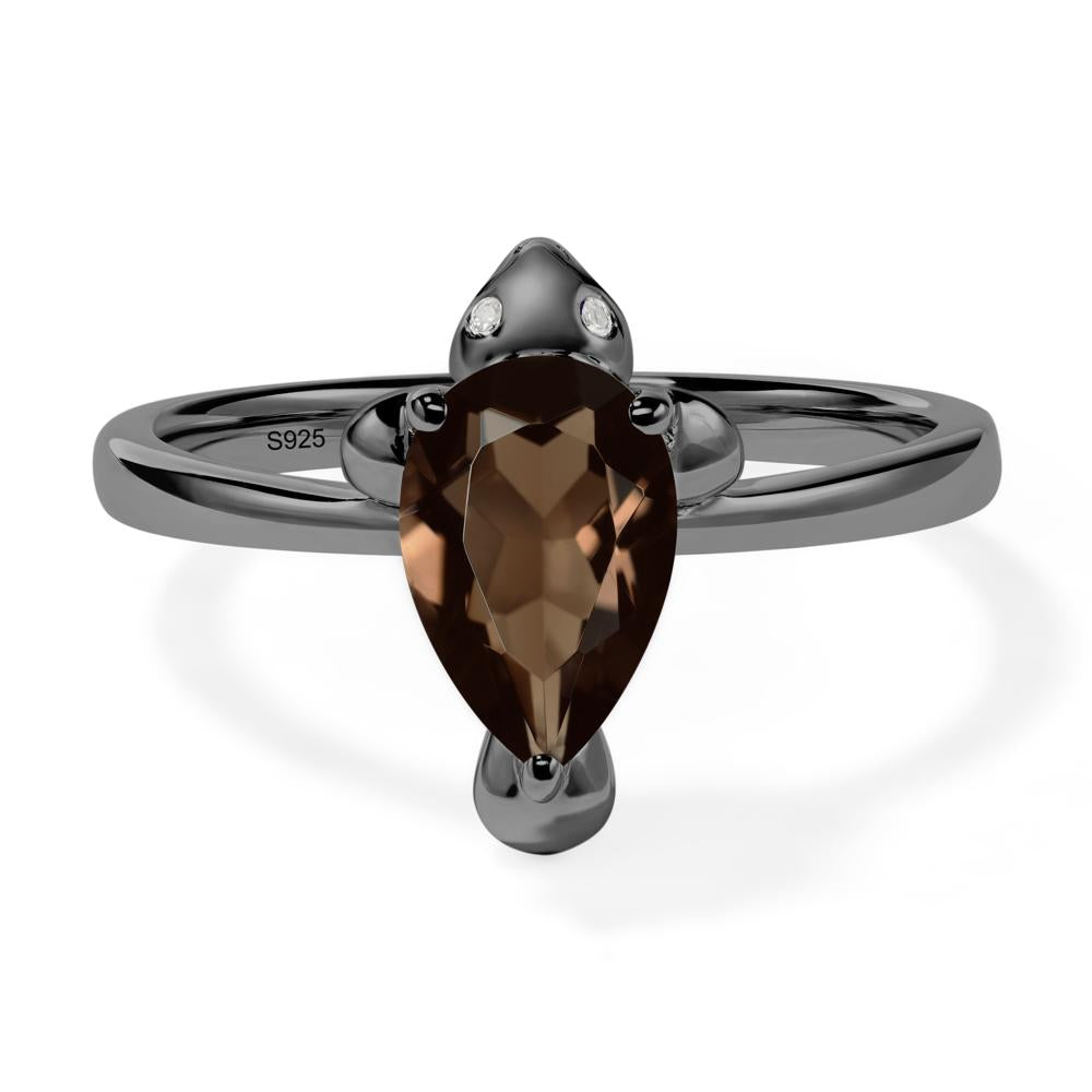 Pear Shaped Smoky Quartz Sea Lion Ring - LUO Jewelry #metal_black finish sterling silver
