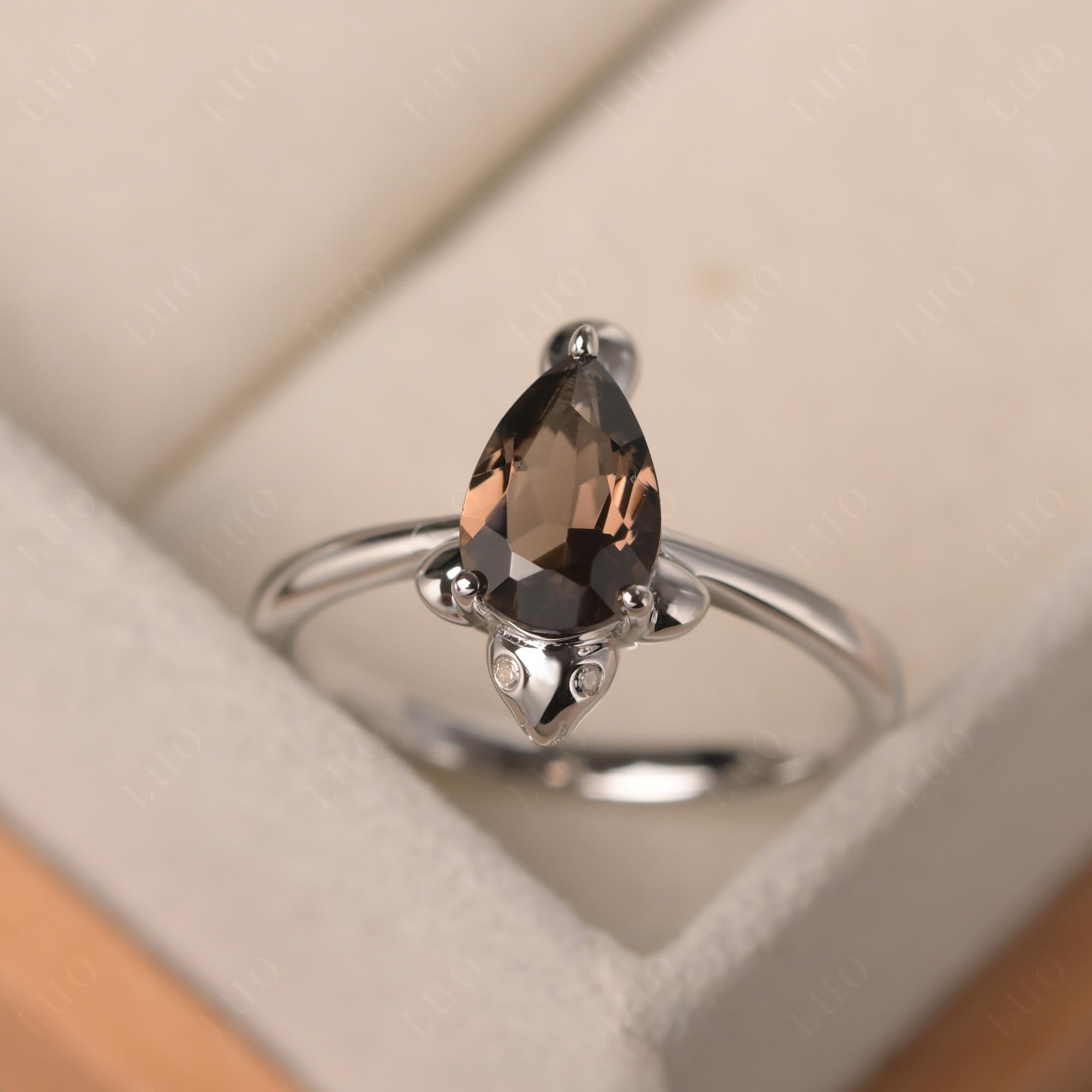 Pear Shaped Smoky Quartz Sea Lion Ring - LUO Jewelry
