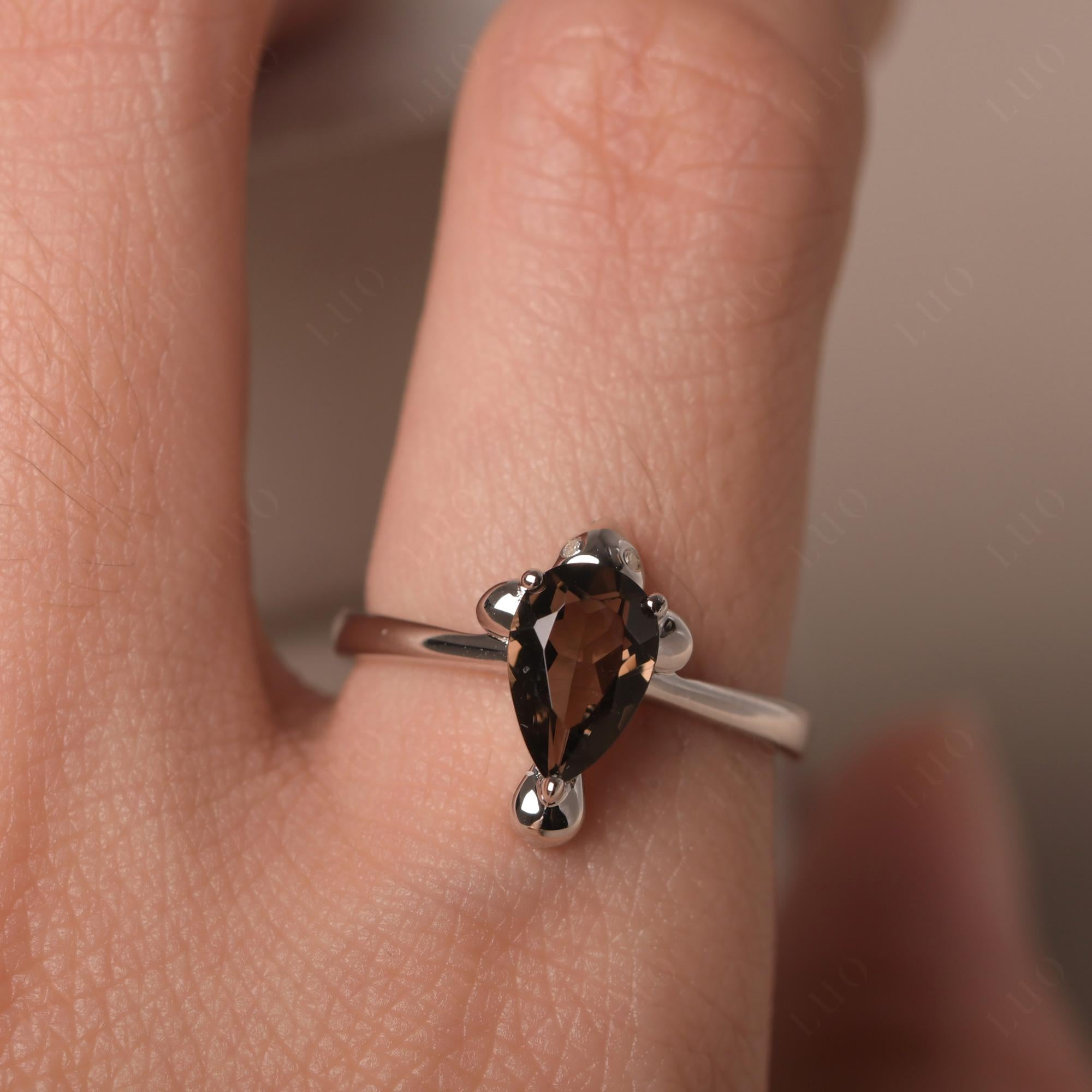 Pear Shaped Smoky Quartz Sea Lion Ring - LUO Jewelry