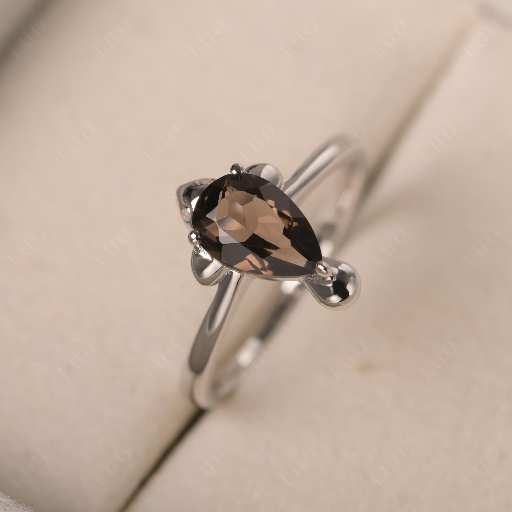 Pear Shaped Smoky Quartz Sea Lion Ring - LUO Jewelry