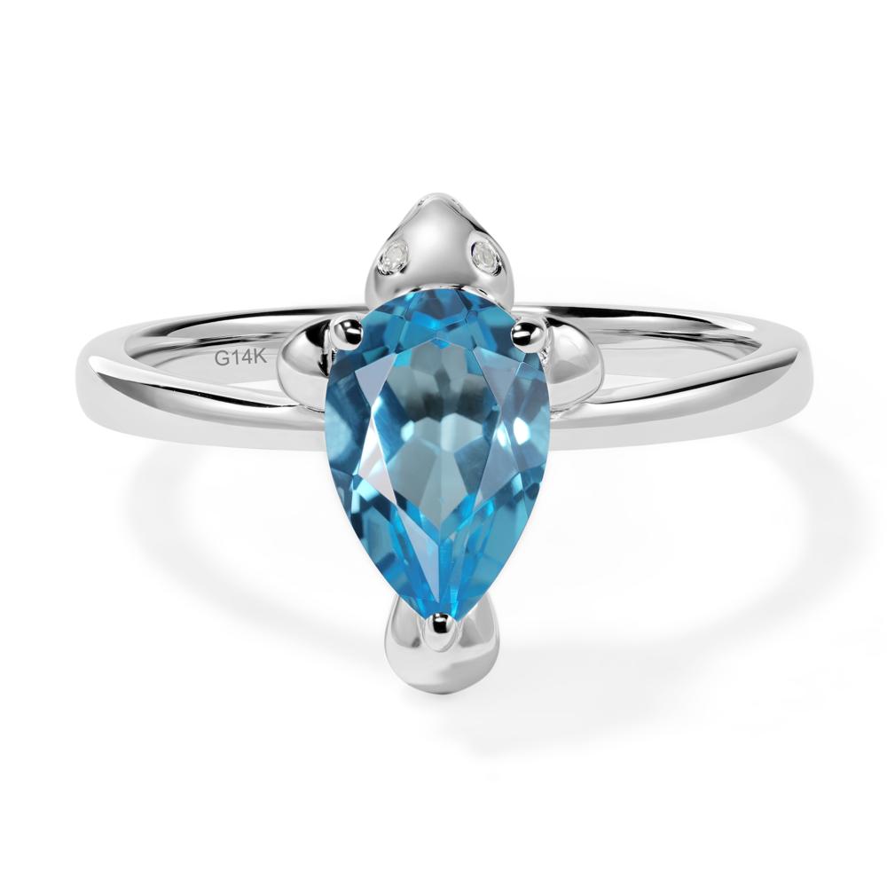 Pear Shaped Swiss Blue Topaz Sea Lion Ring - LUO Jewelry #metal_14k white gold