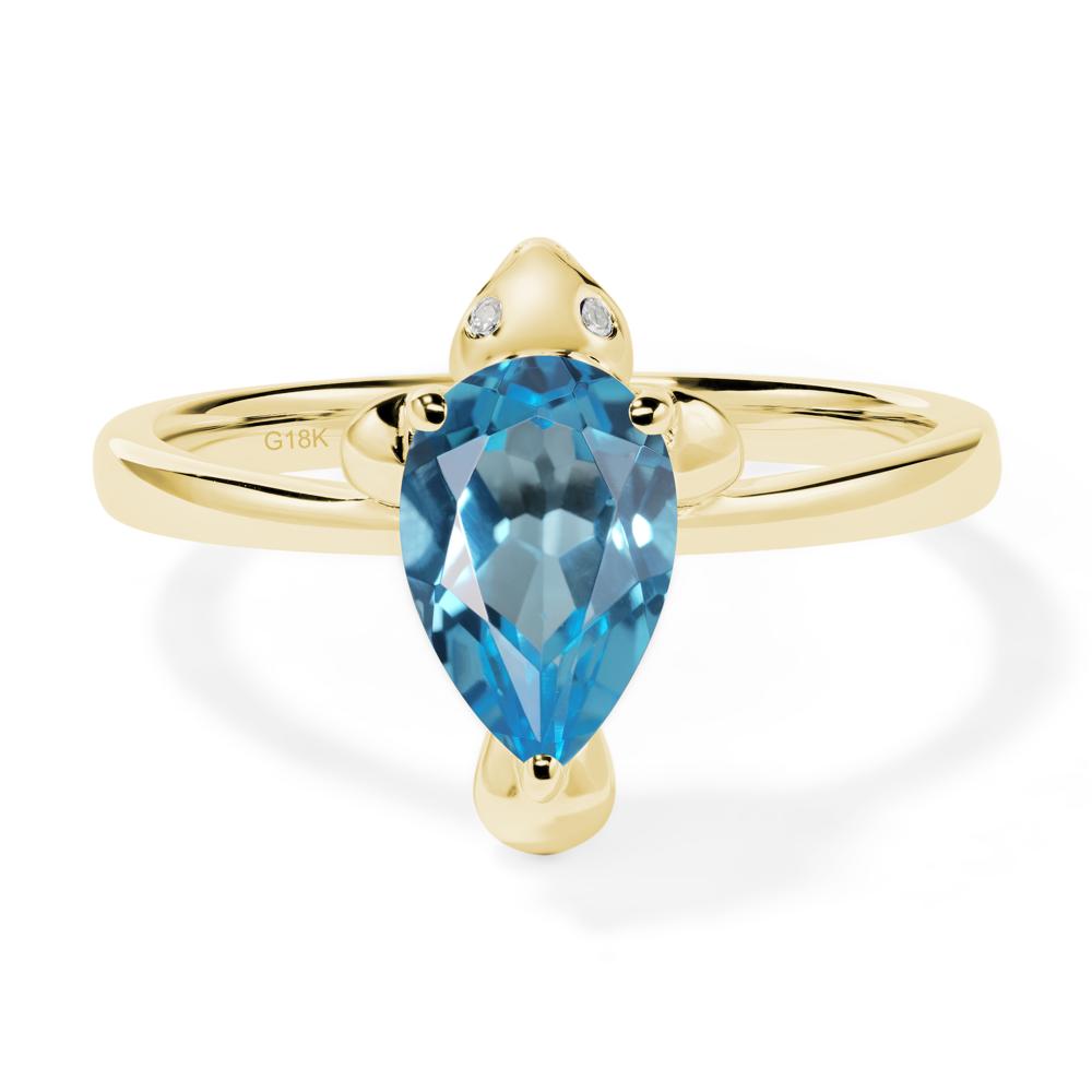 Pear Shaped Swiss Blue Topaz Sea Lion Ring - LUO Jewelry #metal_18k yellow gold