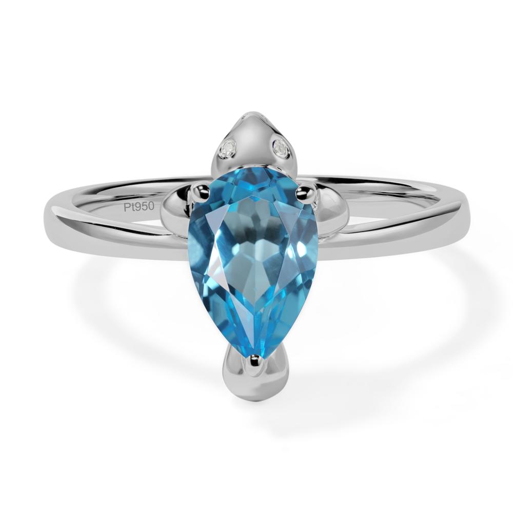 Pear Shaped Swiss Blue Topaz Sea Lion Ring - LUO Jewelry #metal_platinum