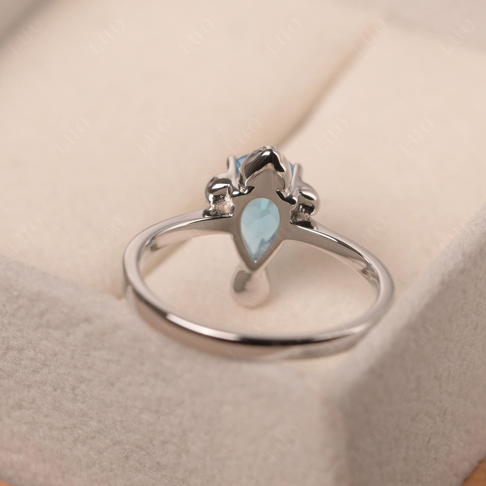 Seal Style Shaped Swiss Blue Topaz Engagement Ring - LUO Jewelry