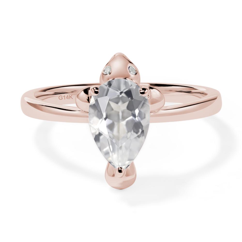 Pear Shaped White Topaz Sea Lion Ring - LUO Jewelry #metal_14k rose gold