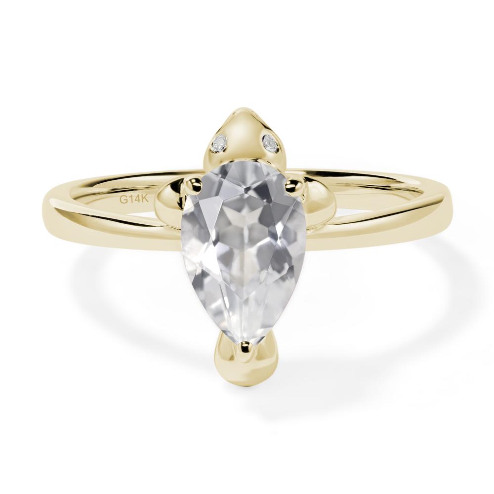 Pear Shaped White Topaz Sea Lion Ring - LUO Jewelry #metal_14k yellow gold