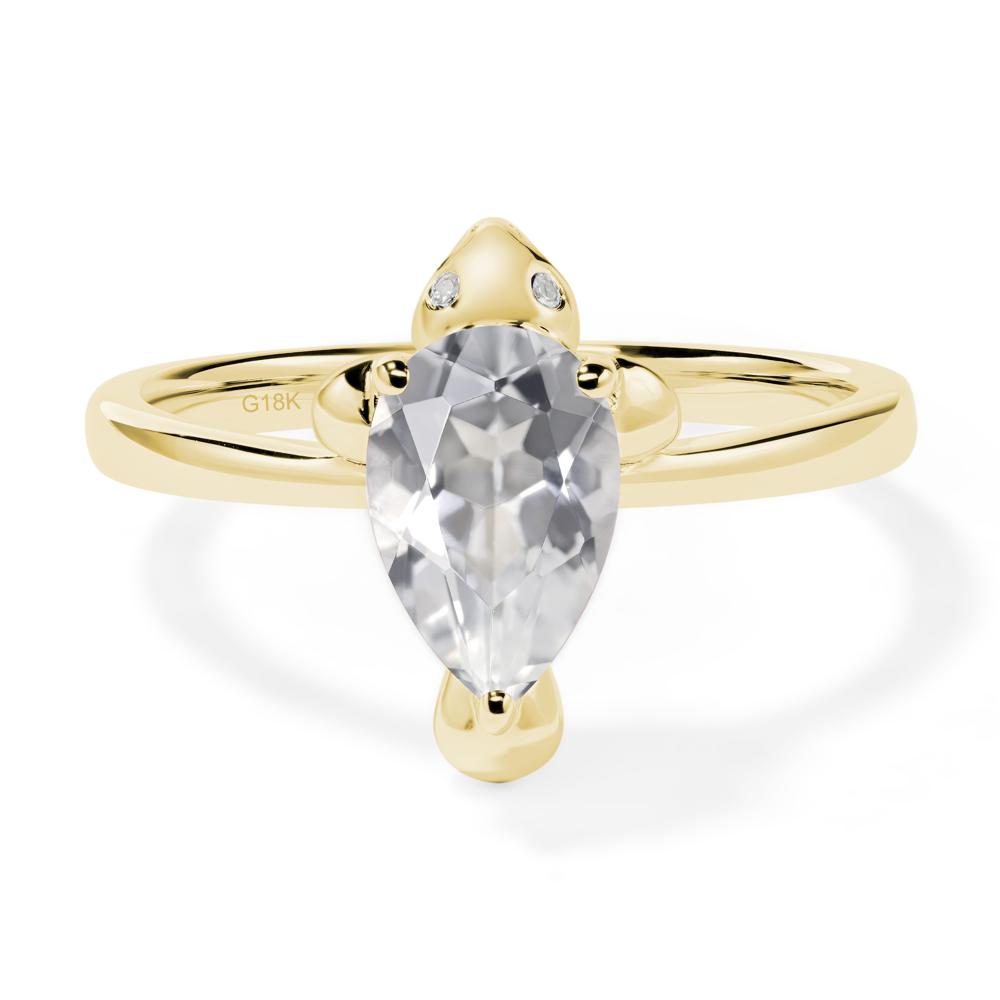 Pear Shaped White Topaz Sea Lion Ring - LUO Jewelry #metal_18k yellow gold