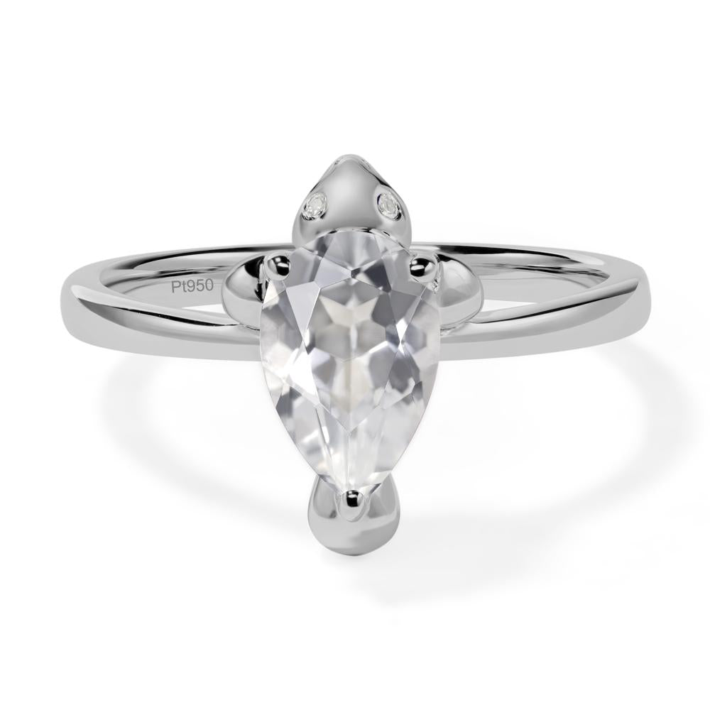Pear Shaped White Topaz Sea Lion Ring - LUO Jewelry #metal_platinum
