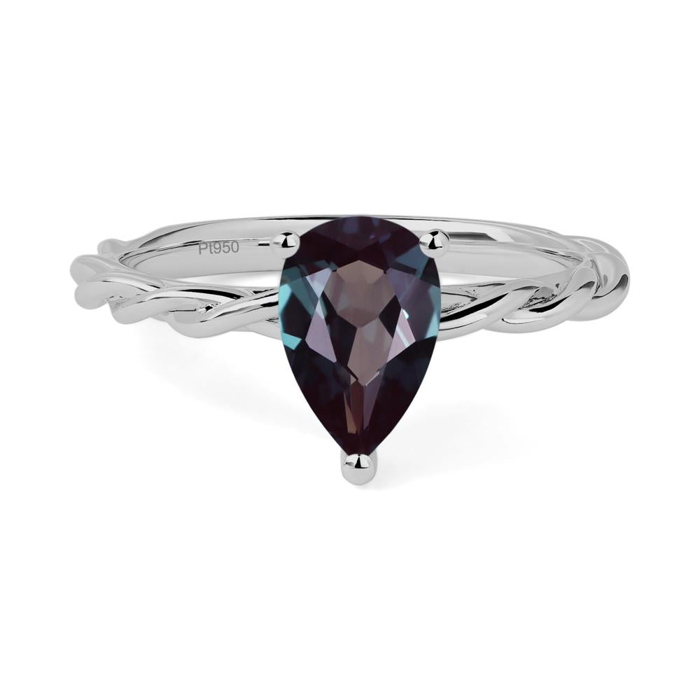 Teardrop Lab Grown Alexandrite Solitaire Rope Ring - LUO Jewelry #metal_platinum