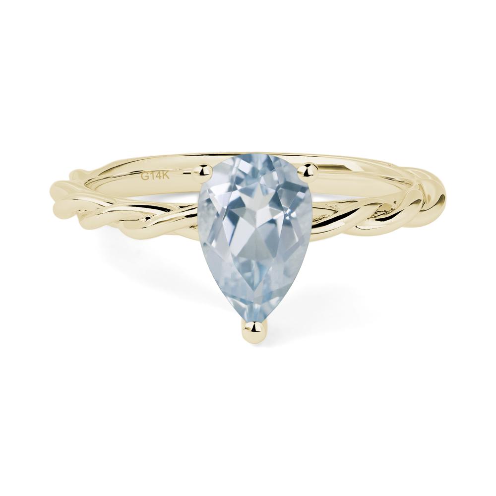 Teardrop Aquamarine Solitaire Rope Ring - LUO Jewelry #metal_14k yellow gold