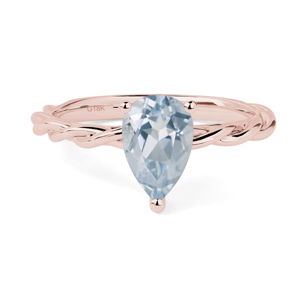 Teardrop Aquamarine Solitaire Rope Ring - LUO Jewelry #metal_18k rose gold