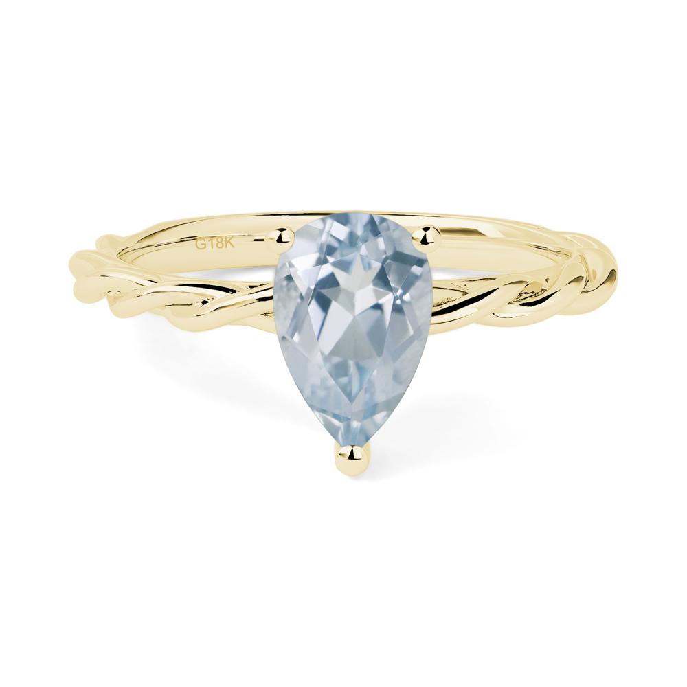 Teardrop Aquamarine Solitaire Rope Ring - LUO Jewelry #metal_18k yellow gold