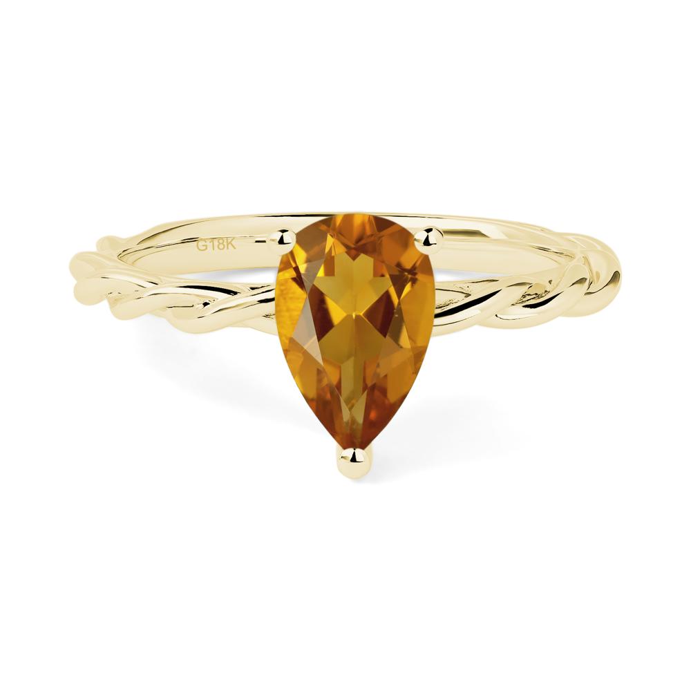Teardrop Citrine Solitaire Rope Ring - LUO Jewelry #metal_18k yellow gold