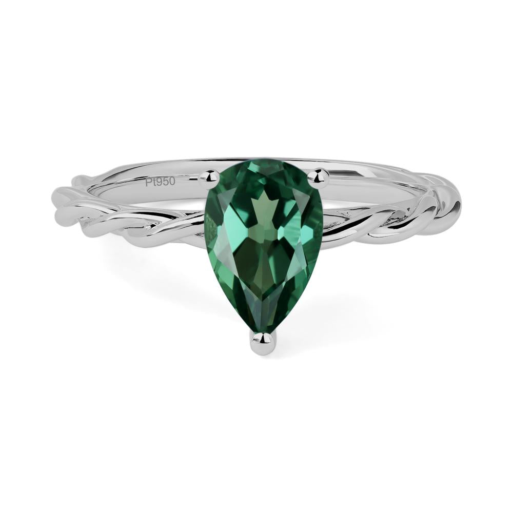 Teardrop Green Sapphire Solitaire Rope Ring - LUO Jewelry #metal_platinum