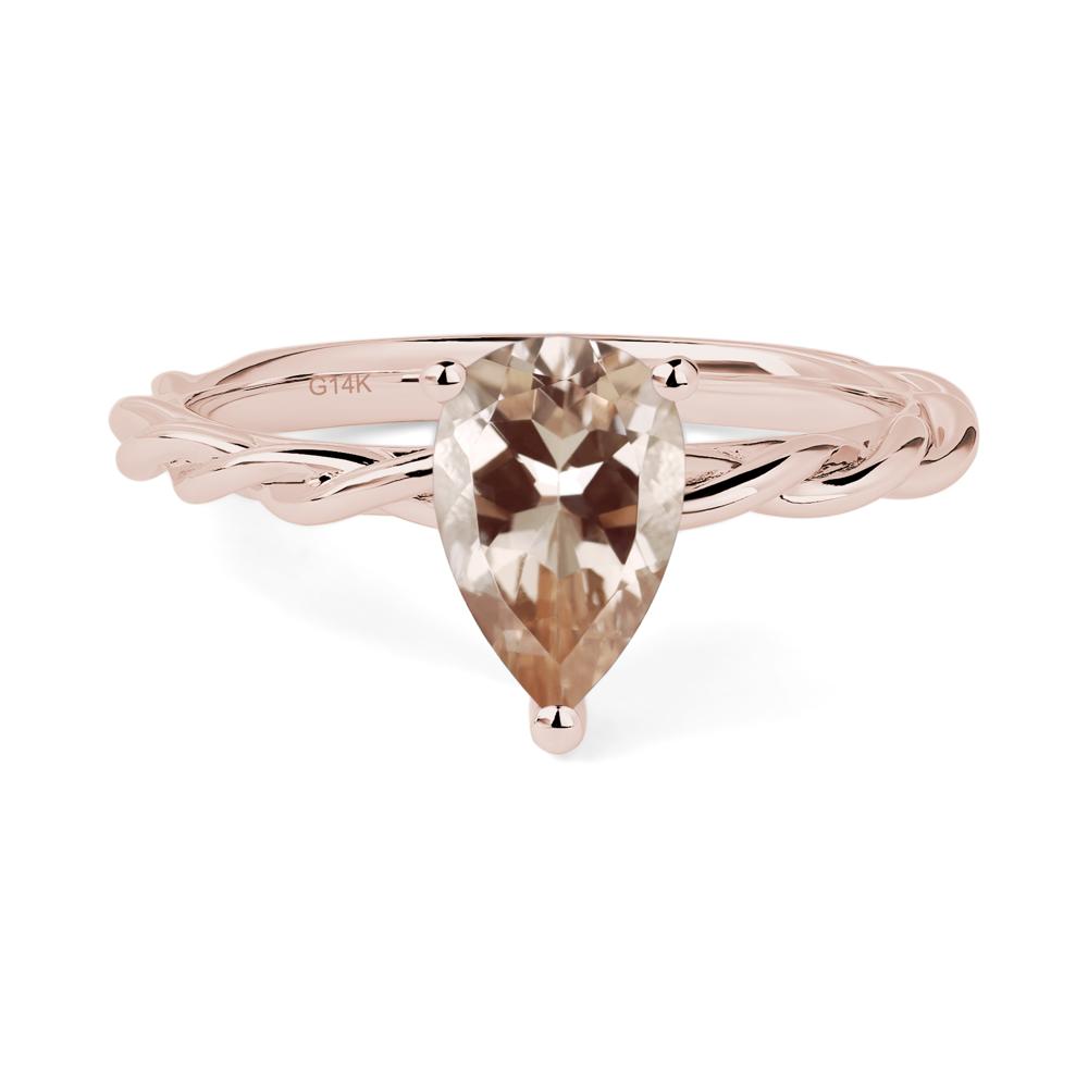 Teardrop Morganite Solitaire Rope Ring - LUO Jewelry #metal_14k rose gold