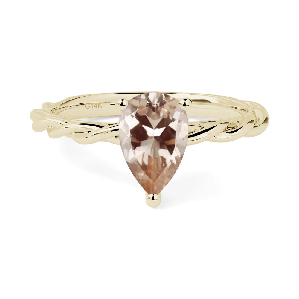 Teardrop Morganite Solitaire Rope Ring - LUO Jewelry #metal_14k yellow gold