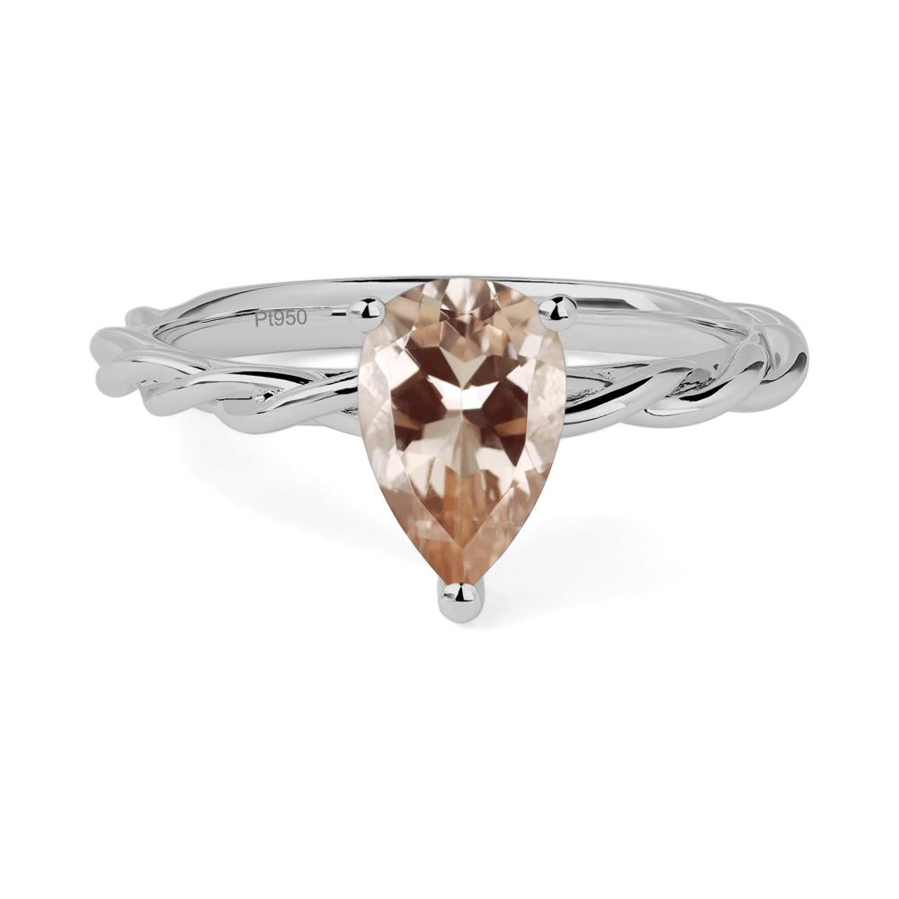 Teardrop Morganite Solitaire Rope Ring - LUO Jewelry #metal_platinum