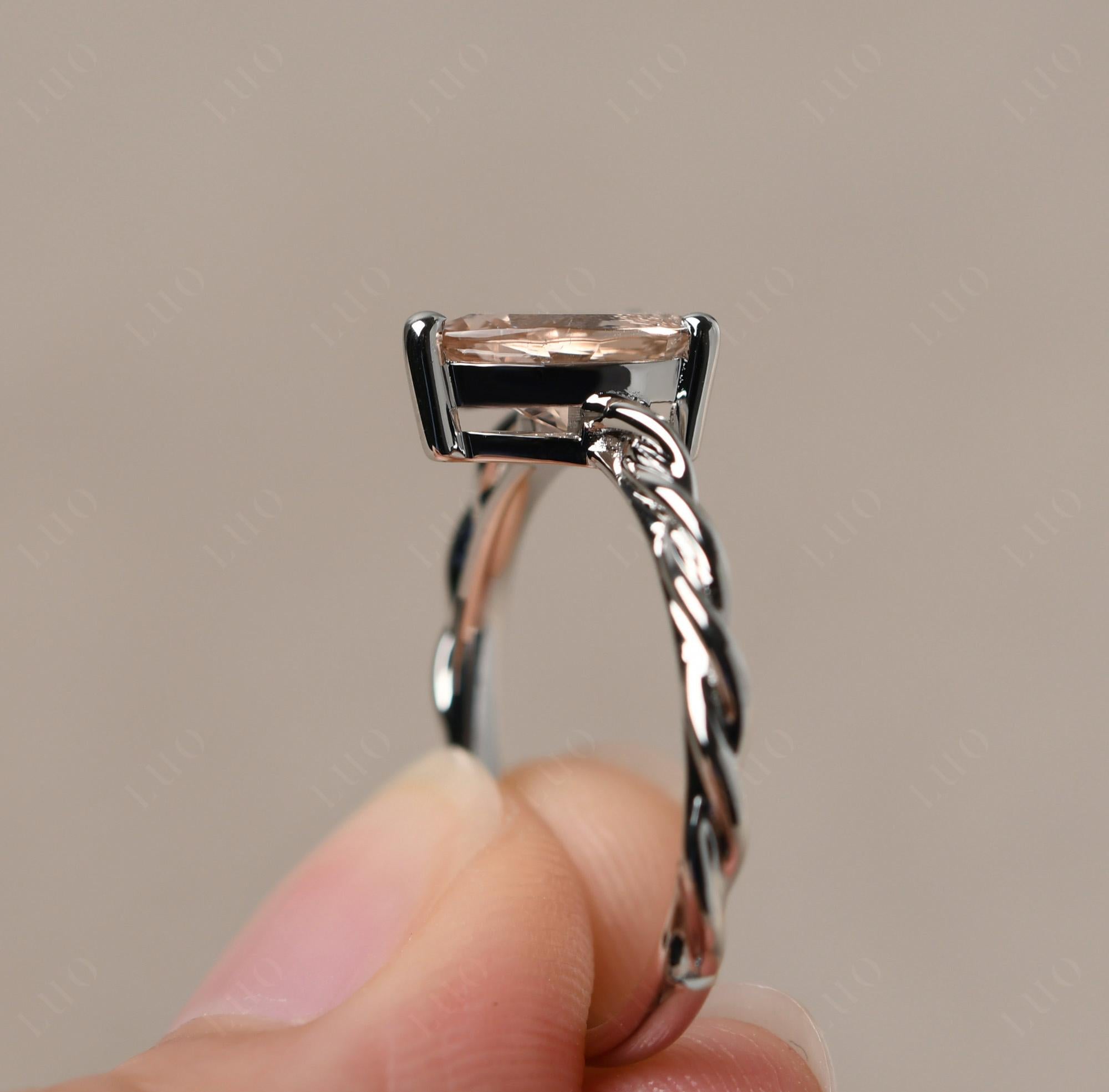 Teardrop Morganite Solitaire Rope Ring - LUO Jewelry