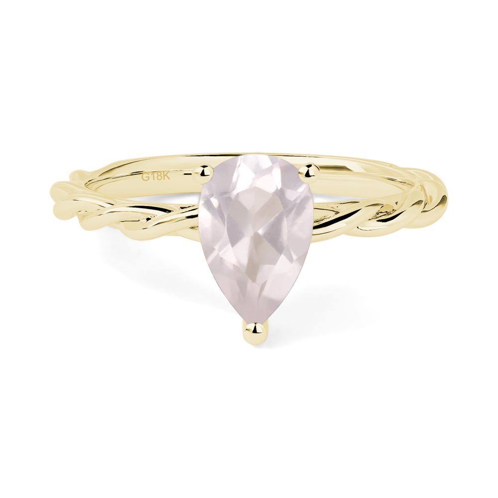 Teardrop Rose Quartz Solitaire Rope Ring - LUO Jewelry #metal_18k yellow gold