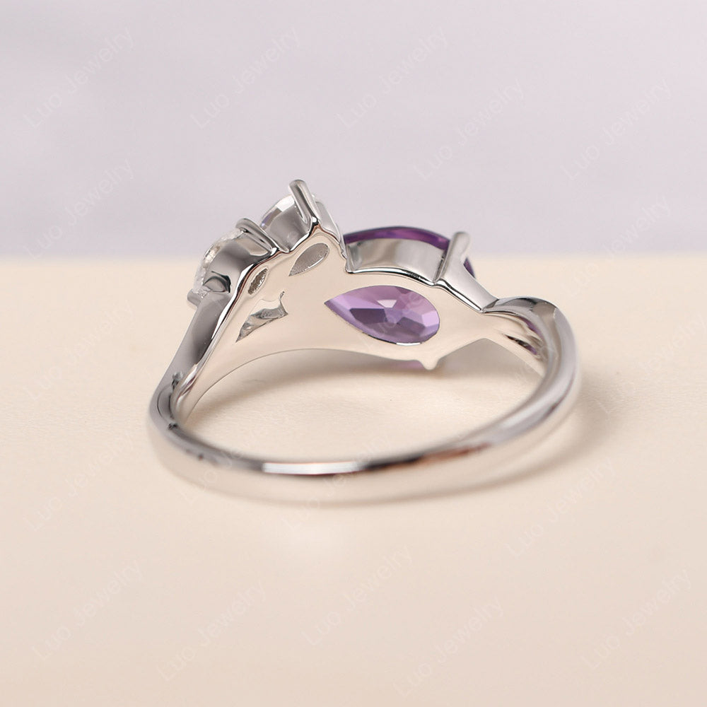 Pear Shaped Horizontal Amethyst Ring - LUO Jewelry