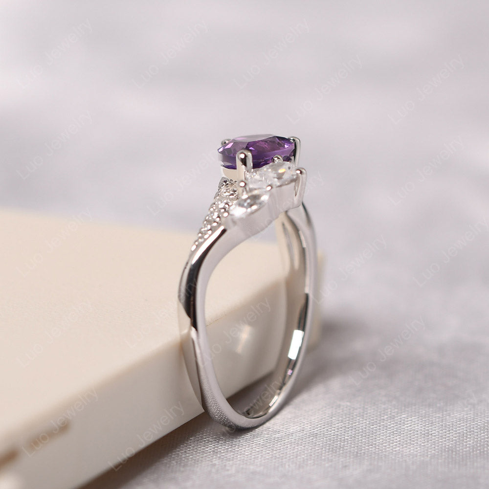 Pear Shaped Horizontal Amethyst Ring - LUO Jewelry