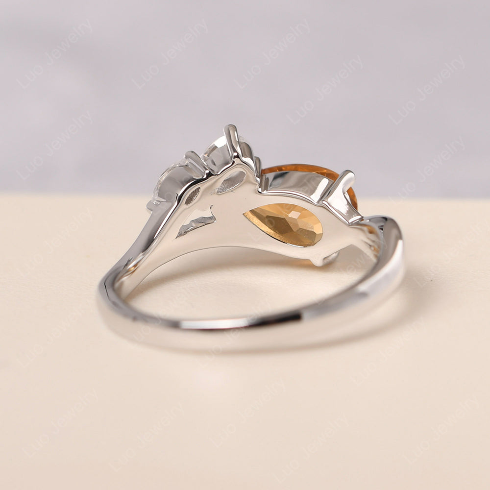 Pear Shaped Horizontal Citrine Ring - LUO Jewelry