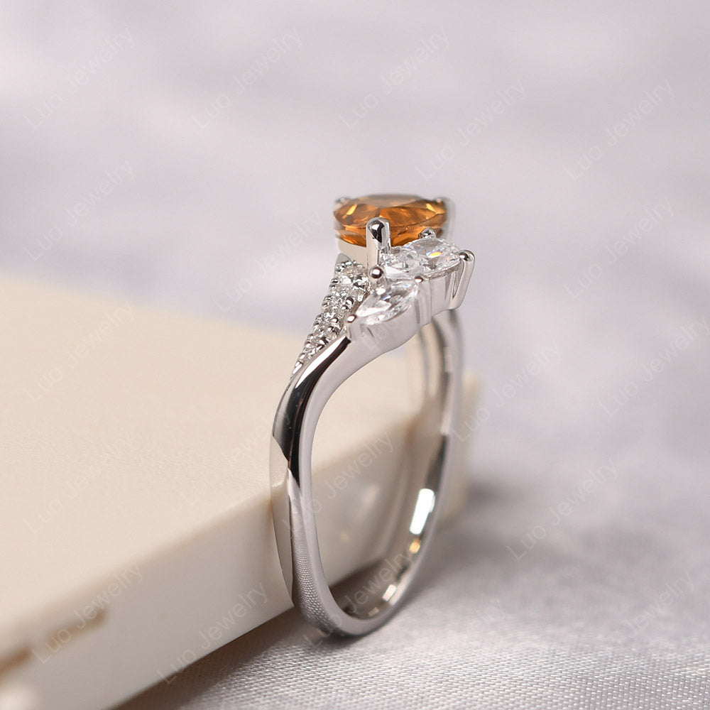 Pear Shaped Horizontal Citrine Ring - LUO Jewelry