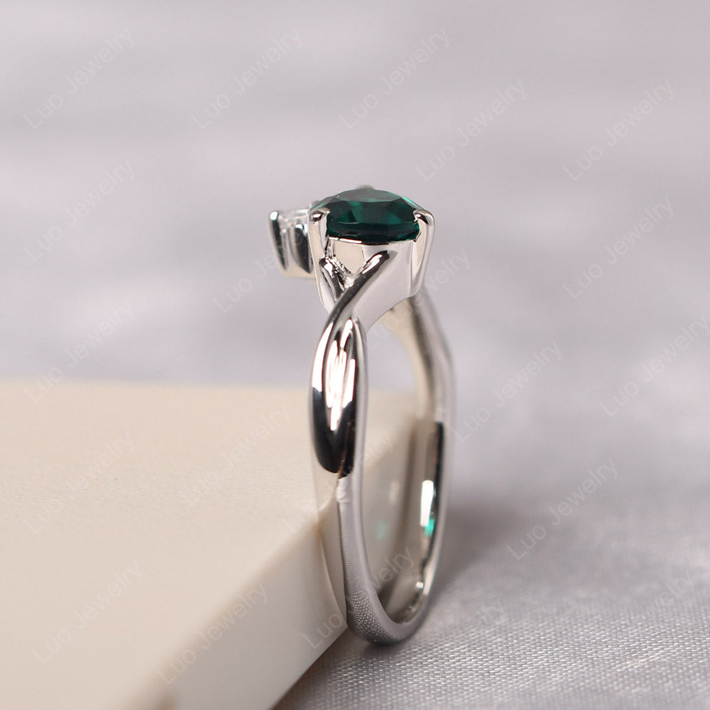 Pear Shaped Horizontal Emerald Ring - LUO Jewelry