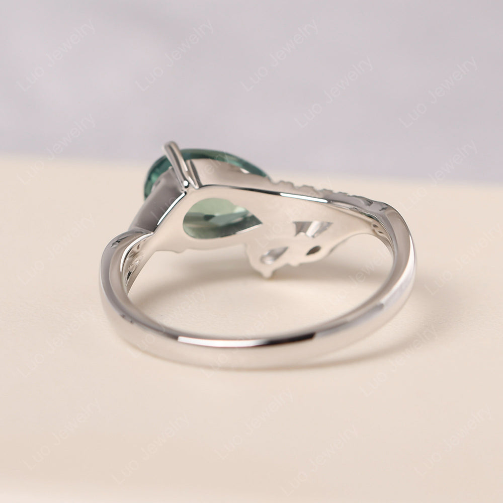 Pear Shaped Horizontal Green Sapphire Ring - LUO Jewelry