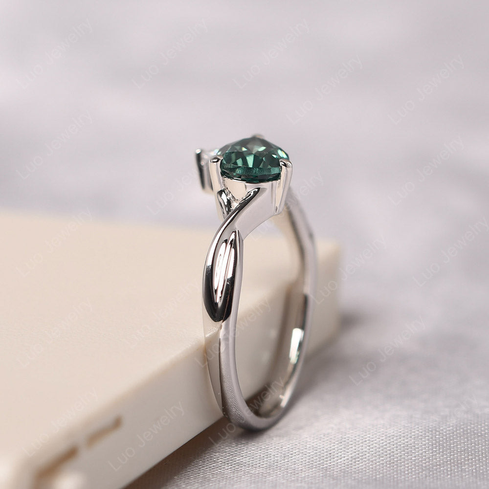 Pear Shaped Horizontal Green Sapphire Ring - LUO Jewelry