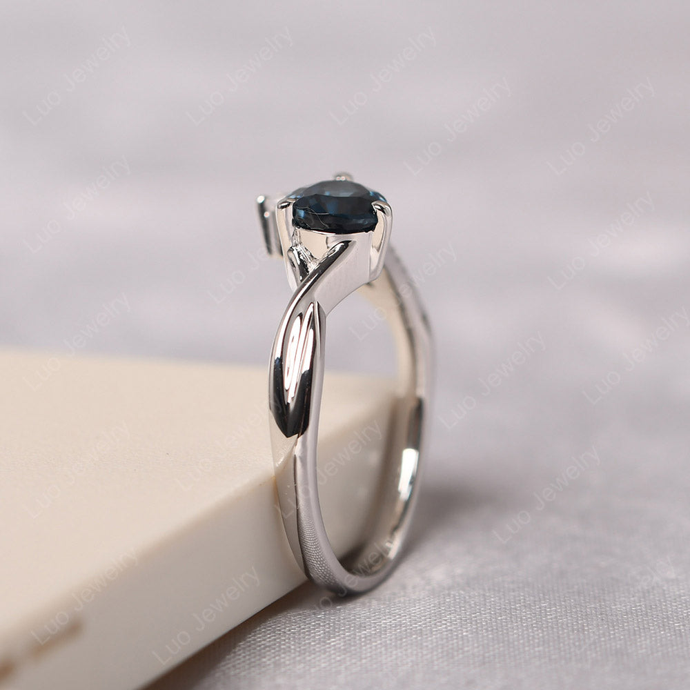 Pear Shaped Horizontal London Blue Topaz Ring - LUO Jewelry