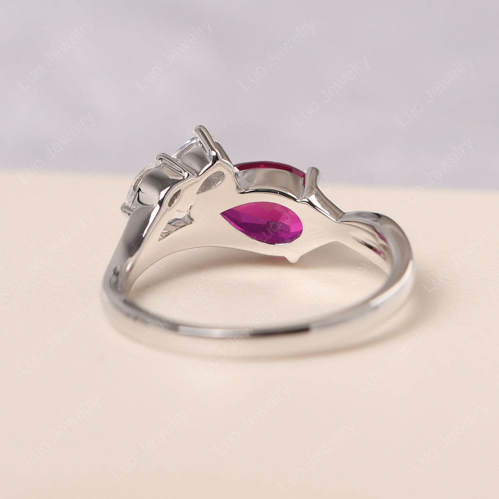 Pear Shaped Horizontal Ruby Ring - LUO Jewelry