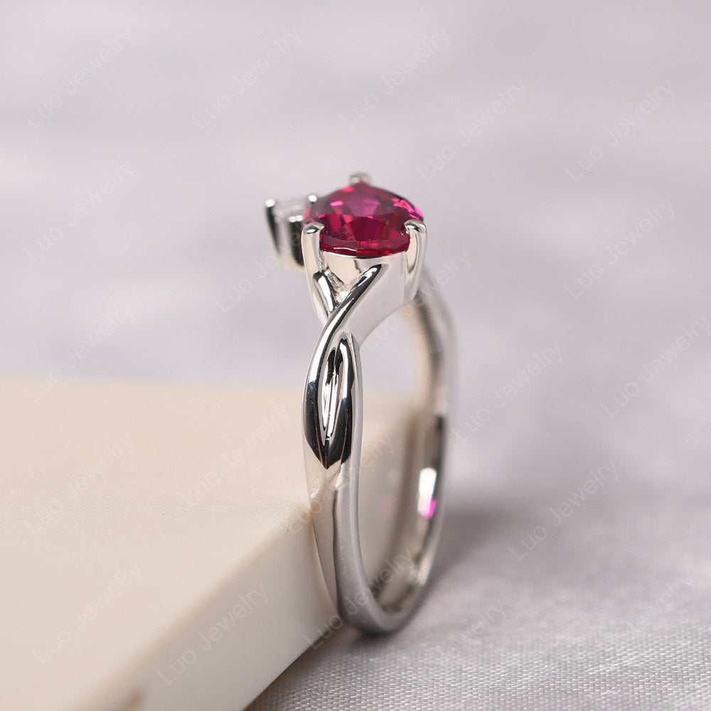 Pear Shaped Horizontal Ruby Ring - LUO Jewelry