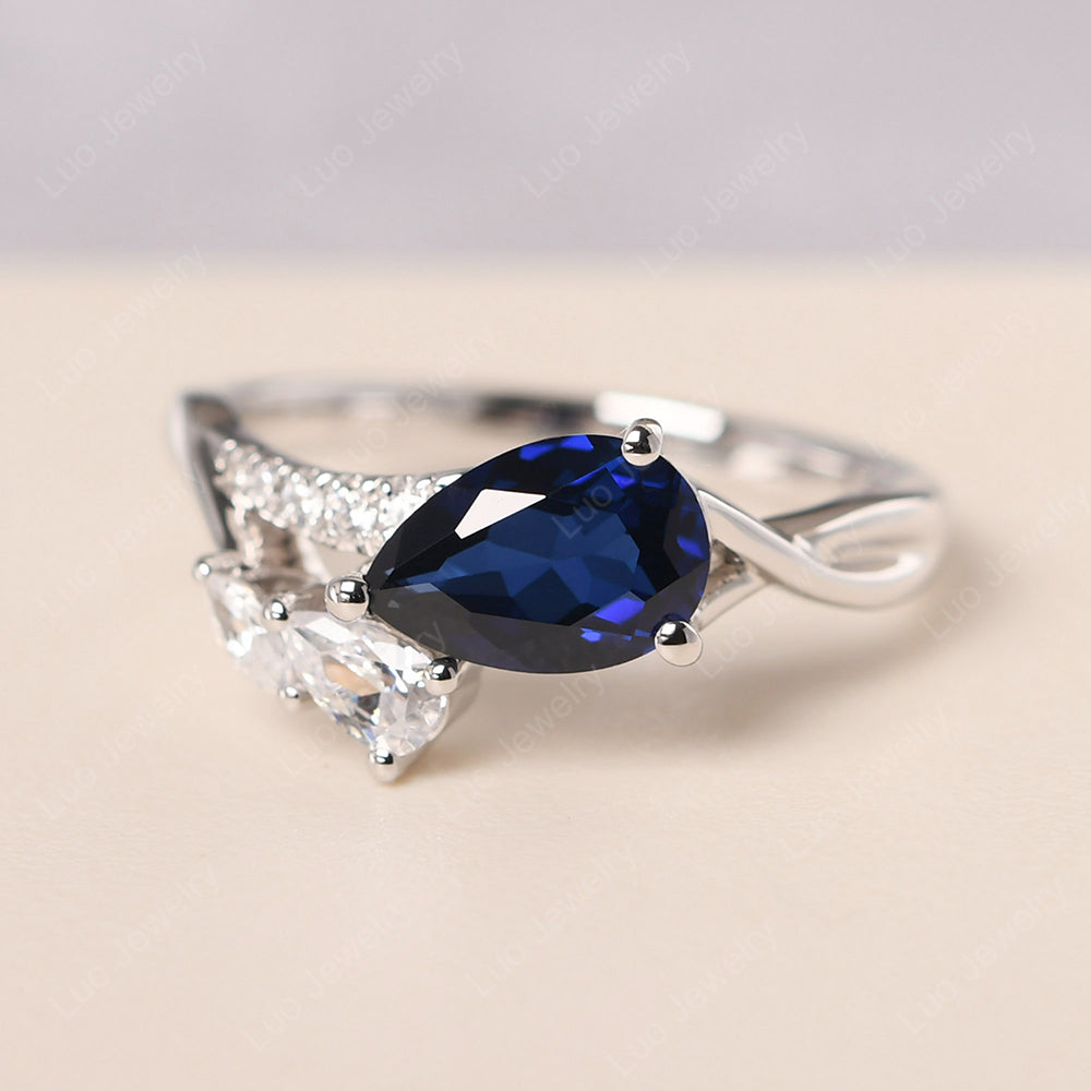 Pear Shaped Horizontal Sapphire Ring - LUO Jewelry