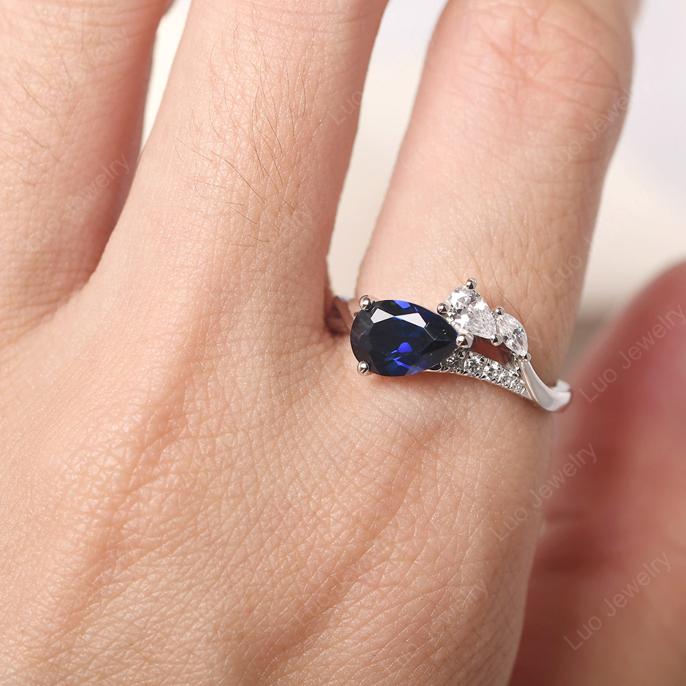 Pear Shaped Horizontal Sapphire Ring - LUO Jewelry