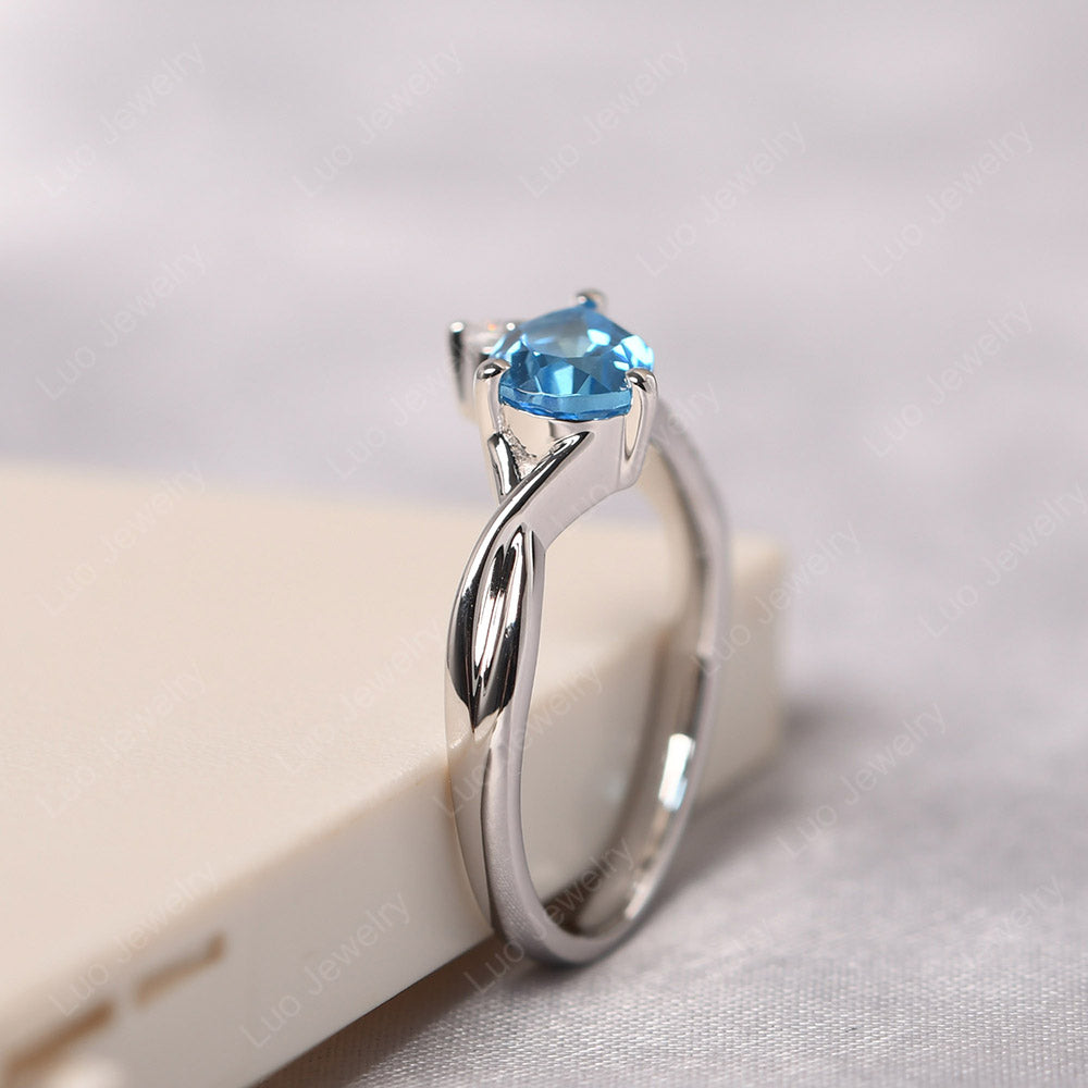 Pear Shaped Horizontal Swiss Blue Topaz Ring - LUO Jewelry