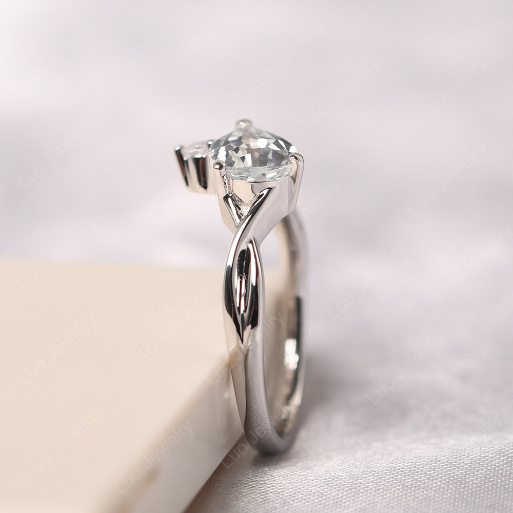 Pear Shaped Horizontal White Topaz Ring - LUO Jewelry