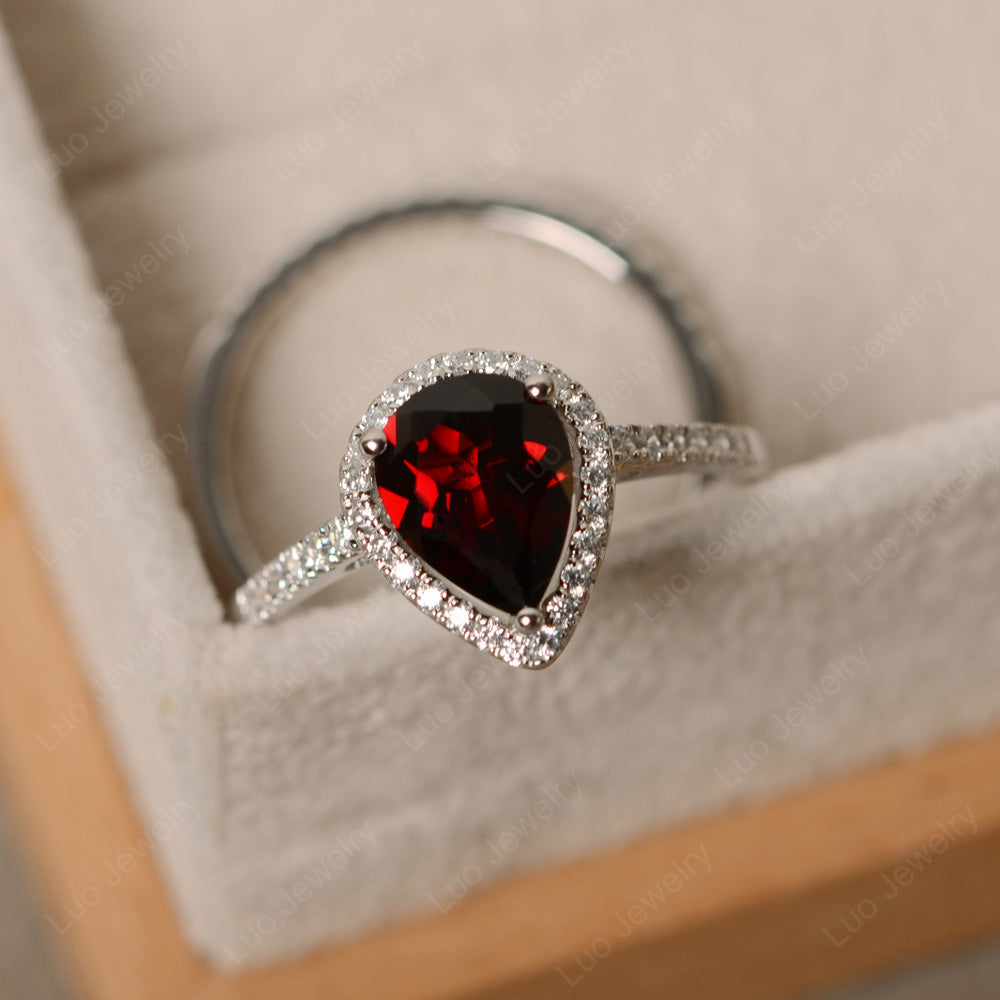 Pear Shaped Garnet Ring - LUO Jewelry